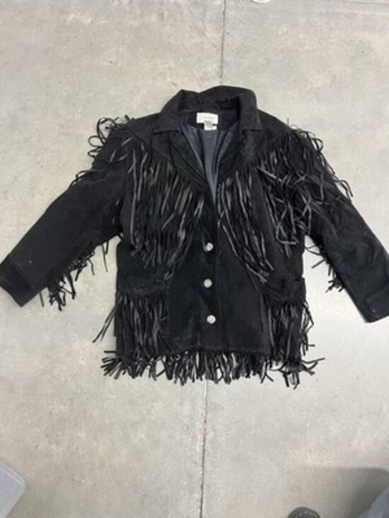 Cedars Jackets & Blazers - Cedars Black Suede Leather Fringe Jacket Western Cowgirl Size L vintage